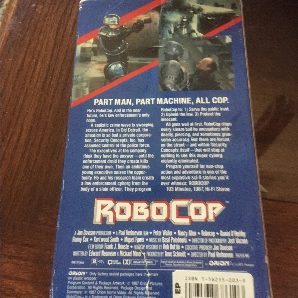 RoboCop VHS Orion Home Video Used condition.